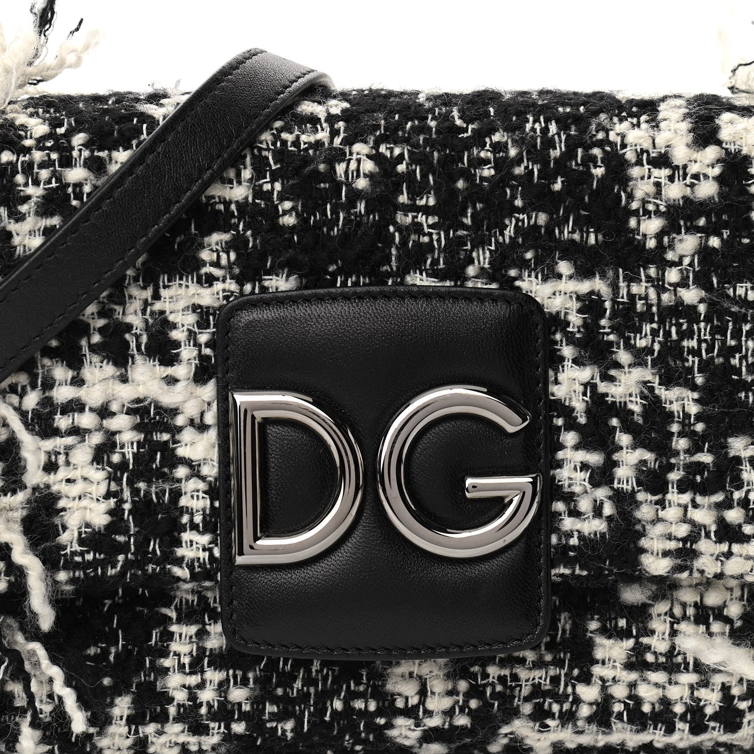 Dolce & Gabbana Tweed Mini Millennials Crossbody Bag Black White 13 of 19