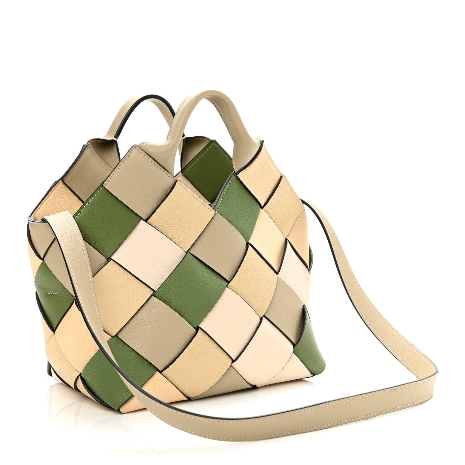 Loewe Calfskin Woven Small The Surplus Collection Basket Bag Avocado Ivory 2 of 9