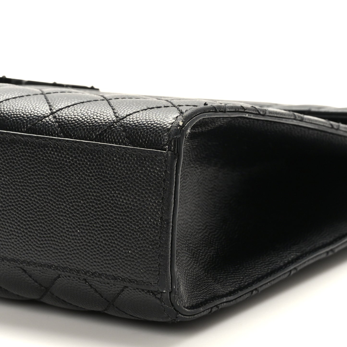 Grain De Poudre Textured Mixed Matelasse Large Triquilt Monogram Monochrome Satchel Black