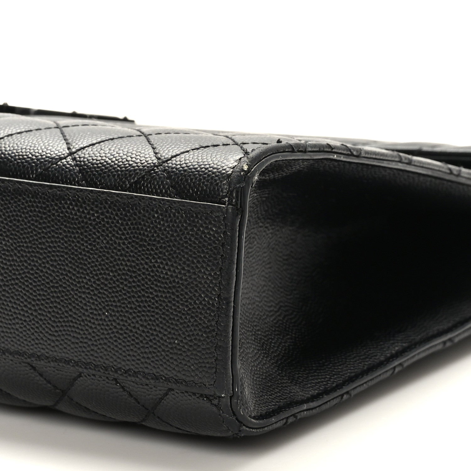 Saint Laurent Grain De Poudre Textured Mixed Matelasse Large Triquilt Monogram Monochrome Satchel Black 9 of 9