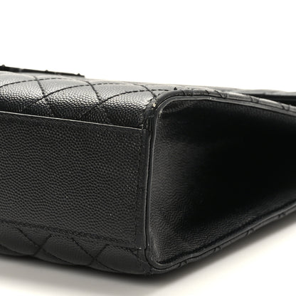 Saint Laurent Grain De Poudre Textured Mixed Matelasse Large Triquilt Monogram Monochrome Satchel Black 9 of 9