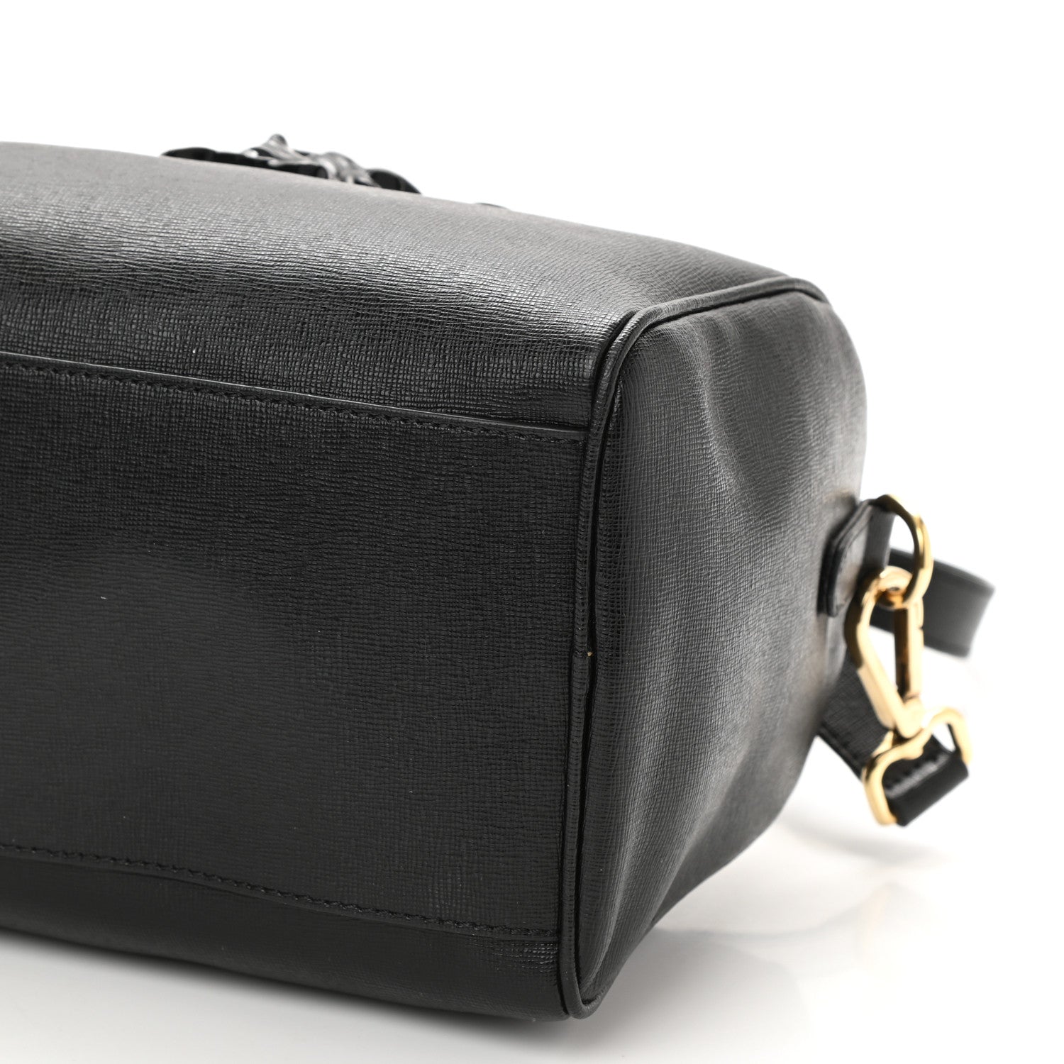 Versace Saffiano Calfskin Palazzo Duffle Bag Black 9 of 10
