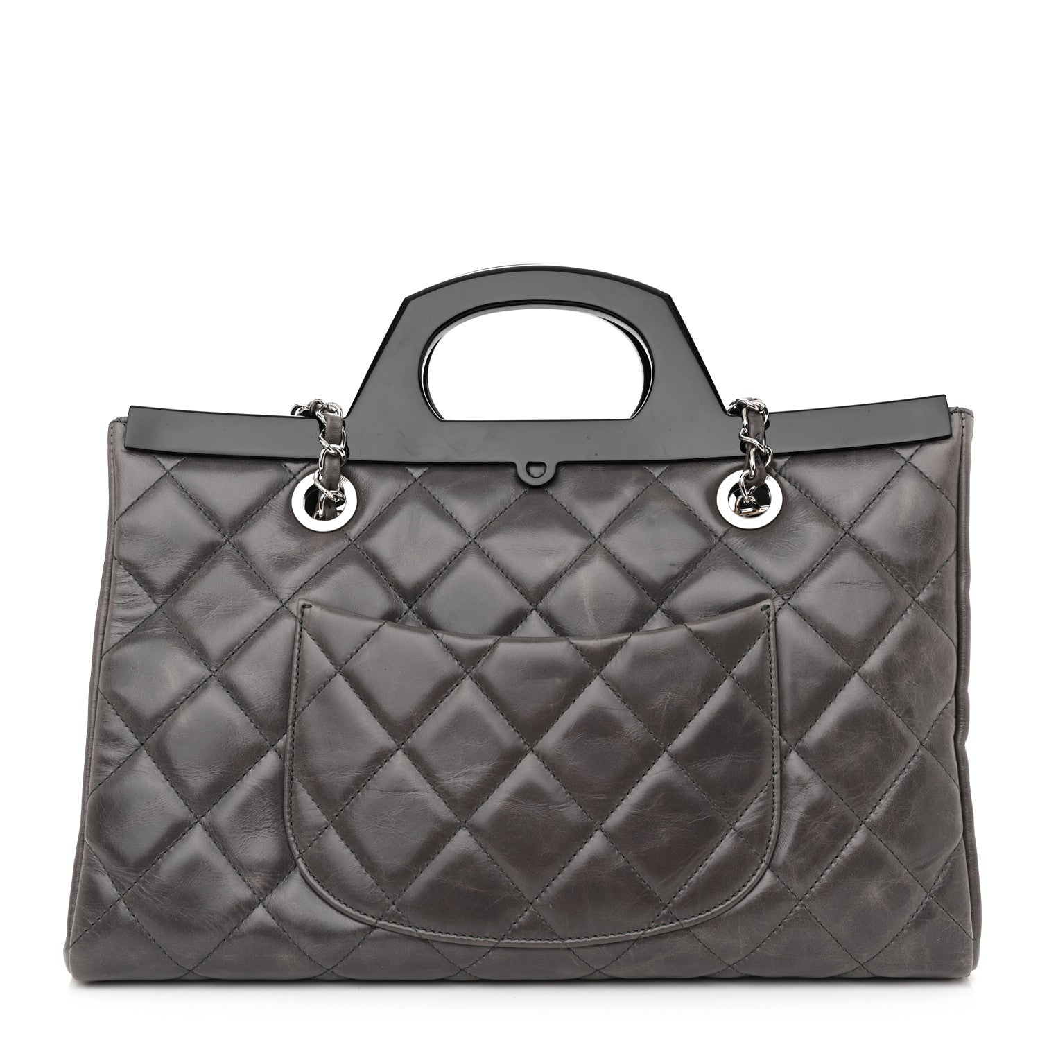 Chanel Glazed Calfskin Quilted Small CC Delivery Tote Grey 14 of 14