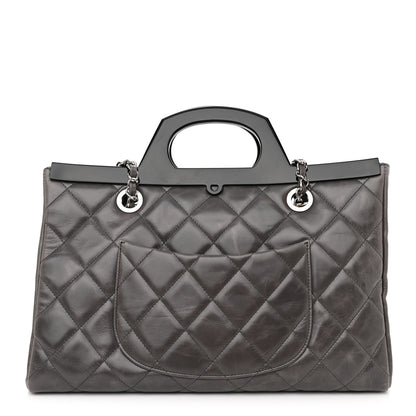 Chanel Glazed Calfskin Quilted Small CC Delivery Tote Grey 14 of 14