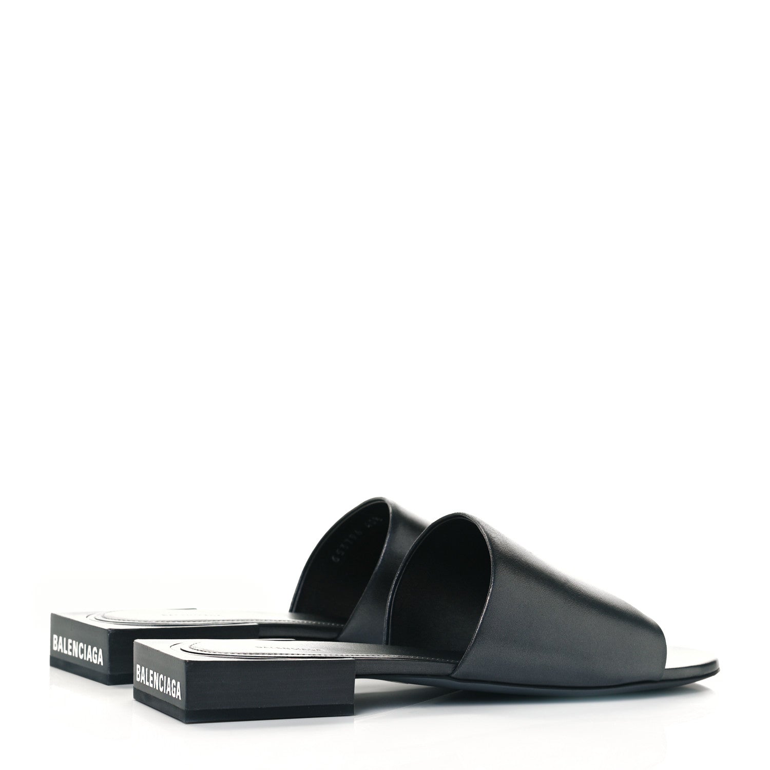 Balenciaga Shiny Smooth Sheepskin Box Flat Sandals 40.5 Black 4 of 9