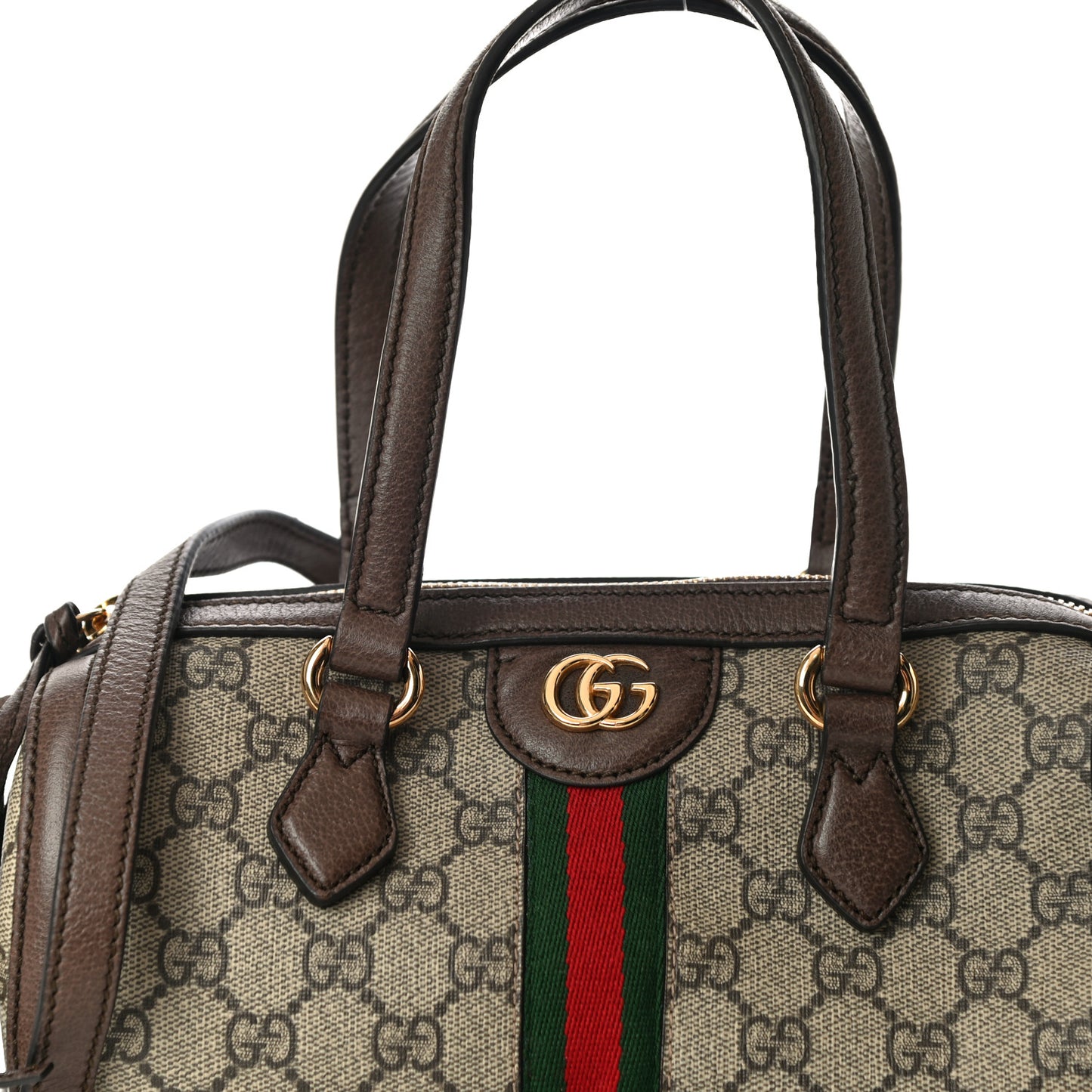 GG Supreme Monogram Web Small Ophidia Boston Bag Beige New Acero