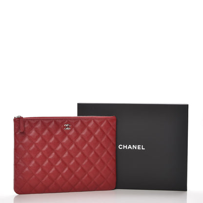 Chanel Caviar Quilted Medium Cosmetic Case Dark Red 8 of 8