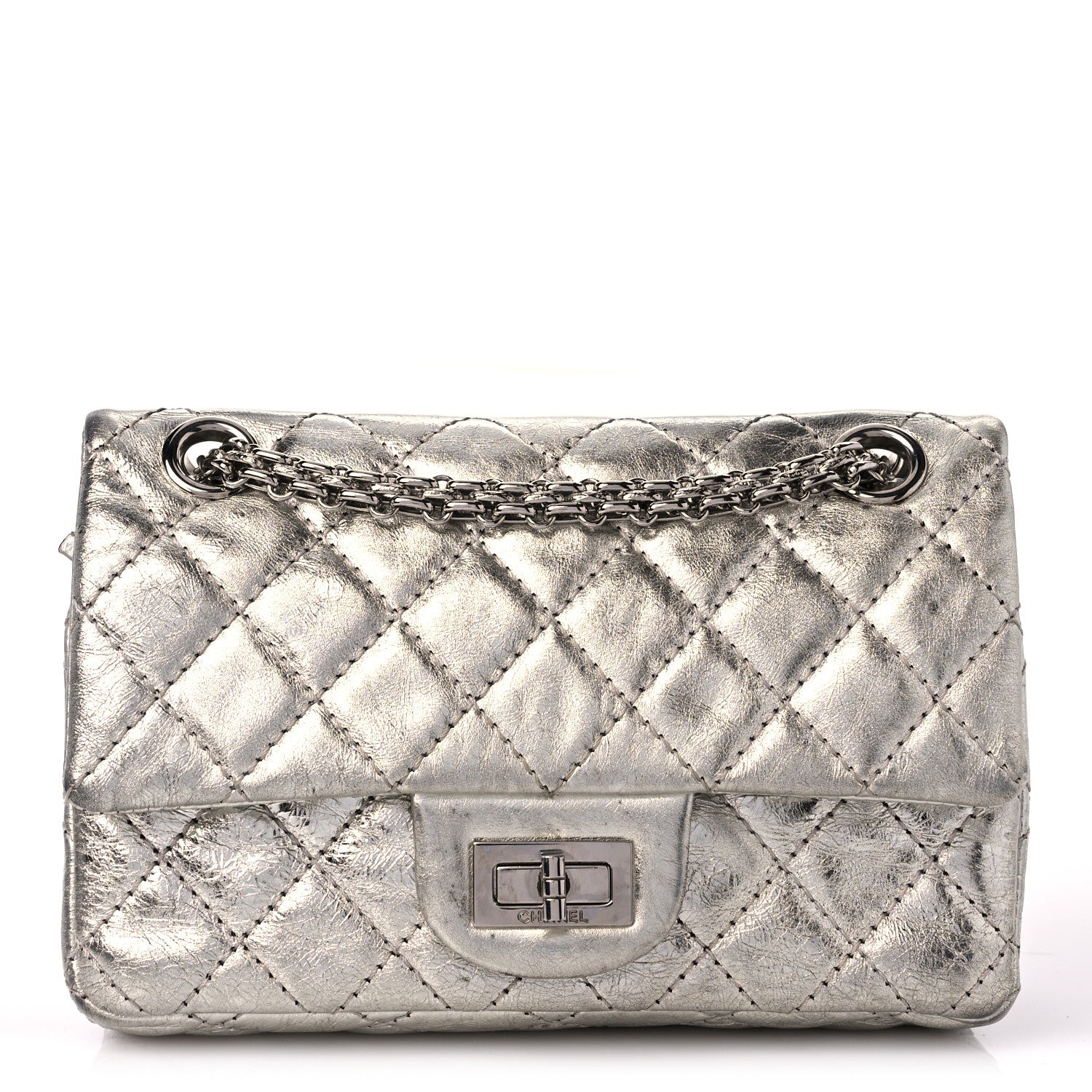 Chanel Metallic Aged Calfskin Quilted 2.55 Reissue 224 Flap Silver 1 of 12