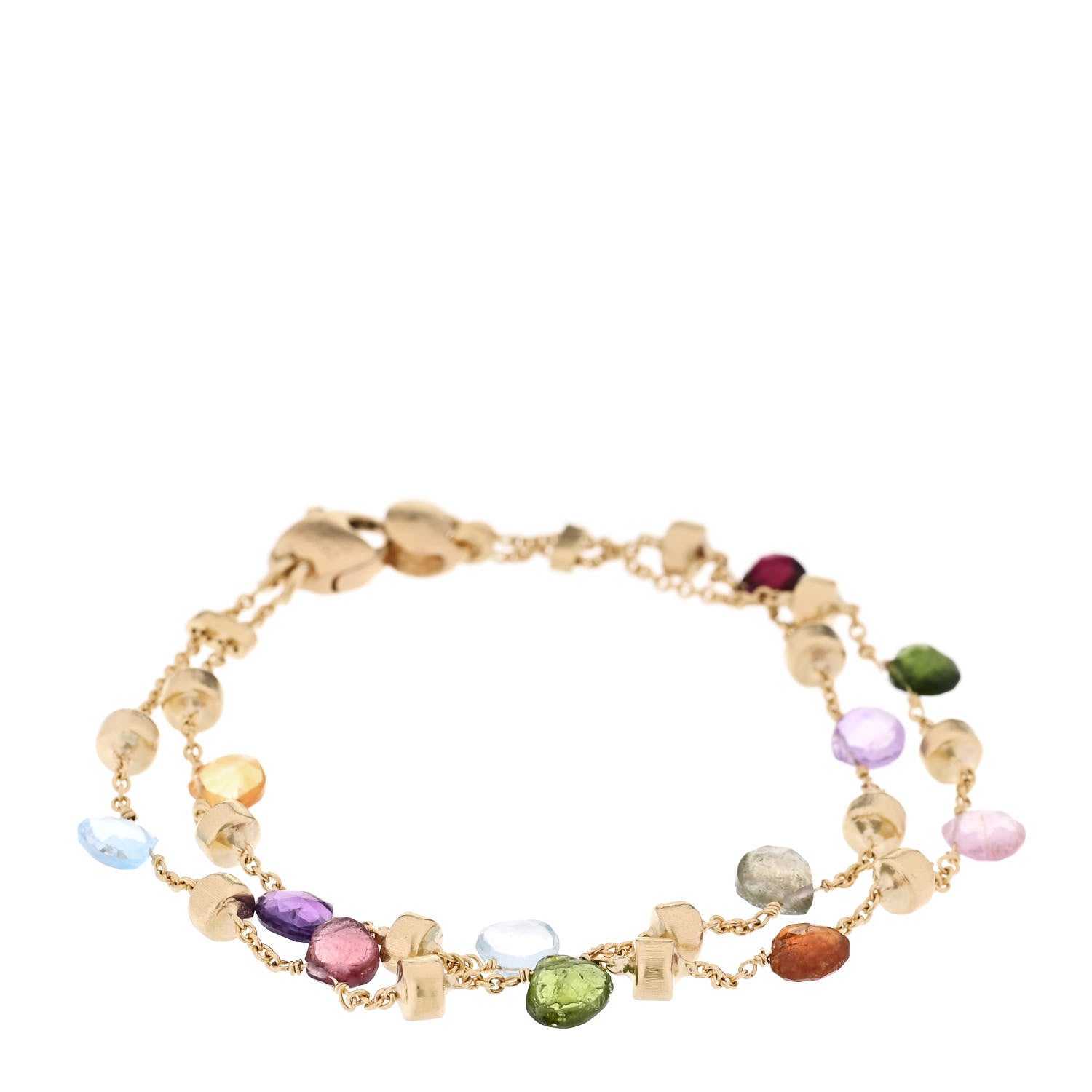Marco Bicego 18K Yellow Gold Multi Gemstone Paradise Double Strand Bracelet 1 of 4