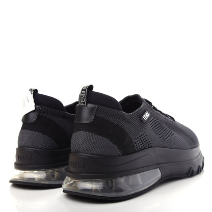 Fendi Jersey Vitello Bi-Color Mens Low Top Sneakers 10 Black Fumo 4 of 11