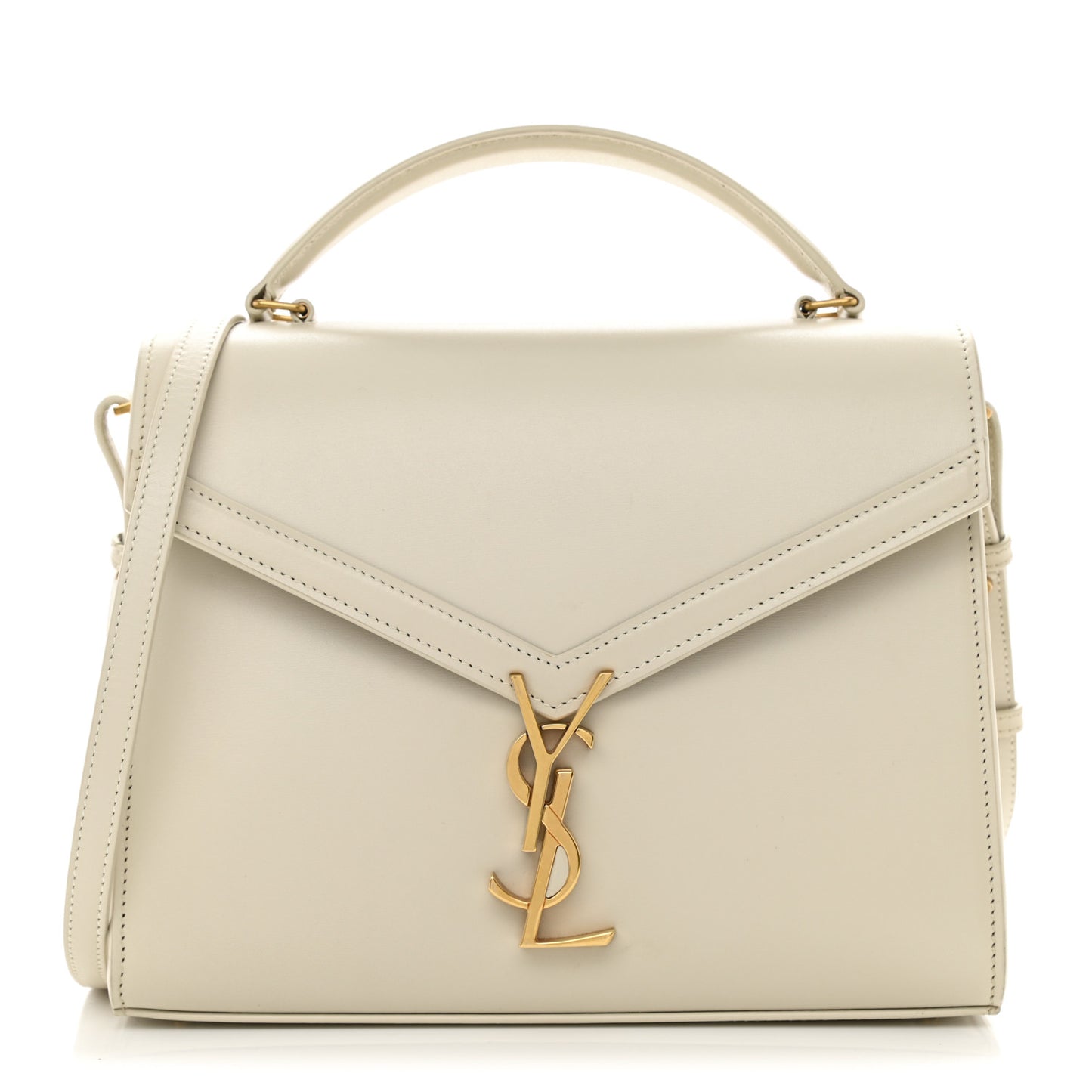 Smooth Calfskin Medium Classic Monogram Cassandra Top Handle Crema Soft Rouge Legion