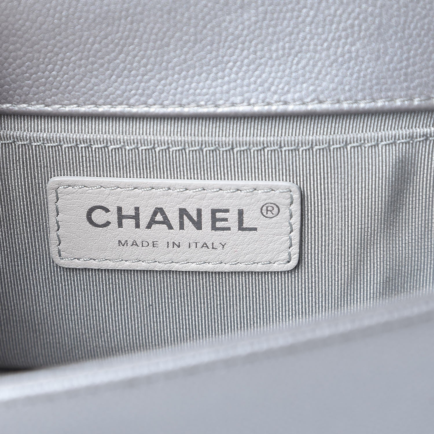 Chanel Metallic Caviar Chevron Quilted Small Boy Flap Silver 6 of 7