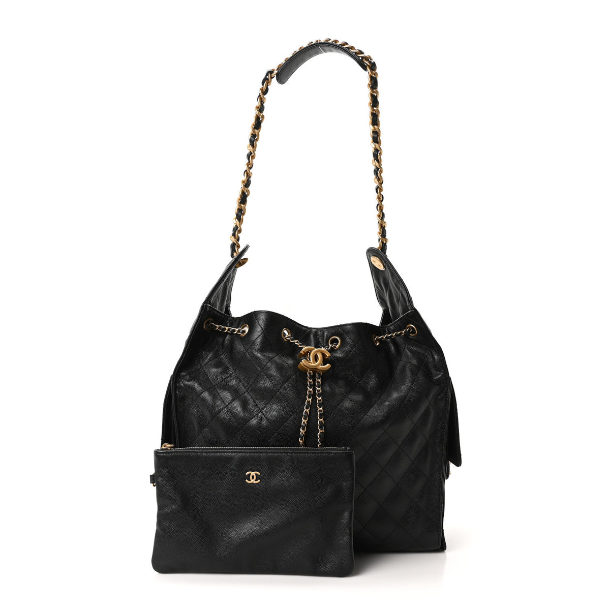 Caviar Quilted Medium Chanel 25 Handbag Black
