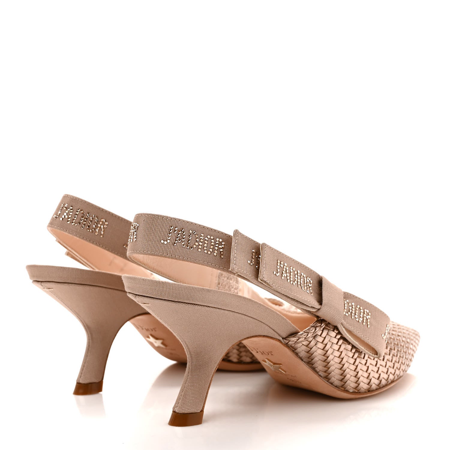 Christian Dior Laminated Calfskin Ribbon Crystal Woven J'Adior Slingback 65mm Pumps 36.5 Copper 4 of 8