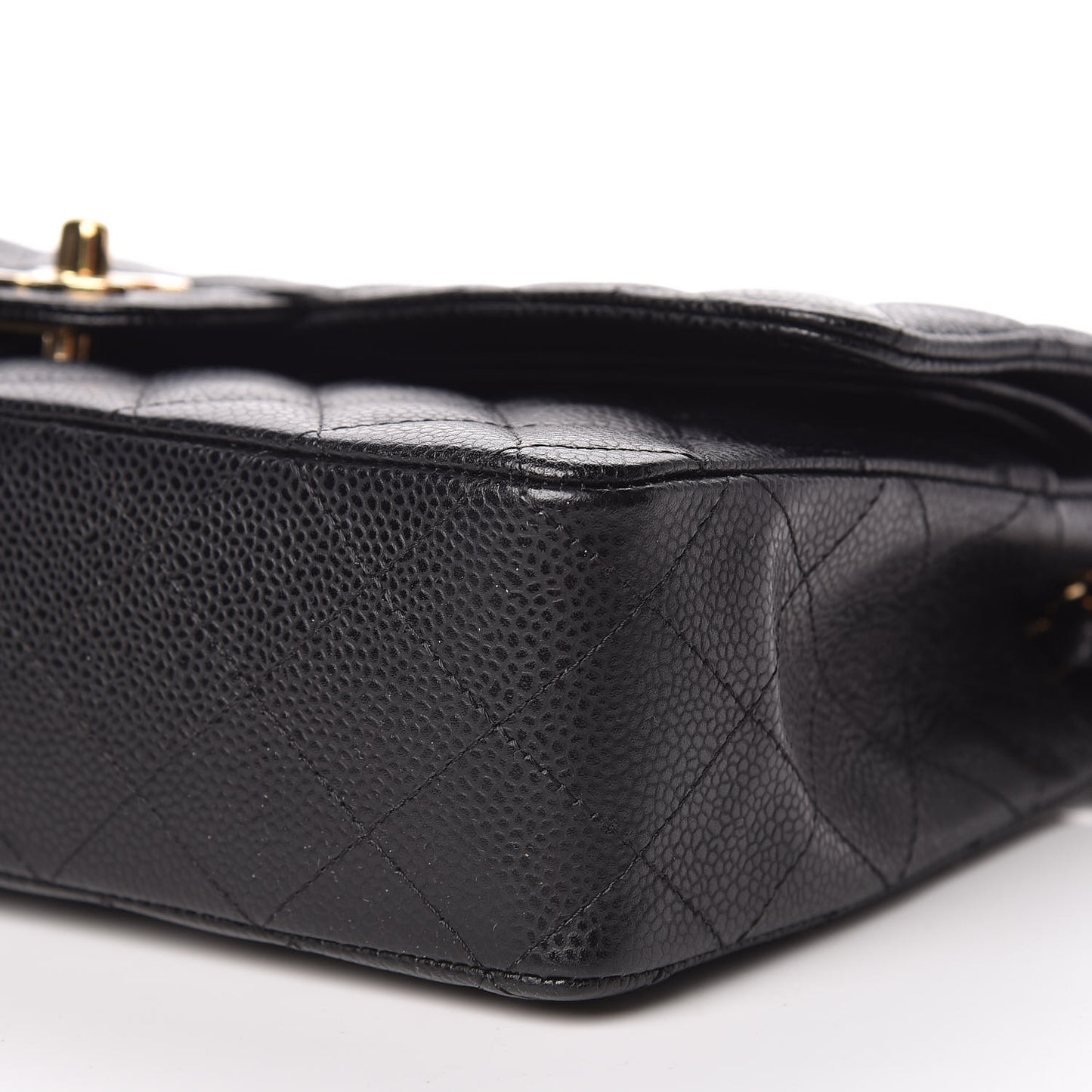 Caviar Quilted Medium Double Flap Black