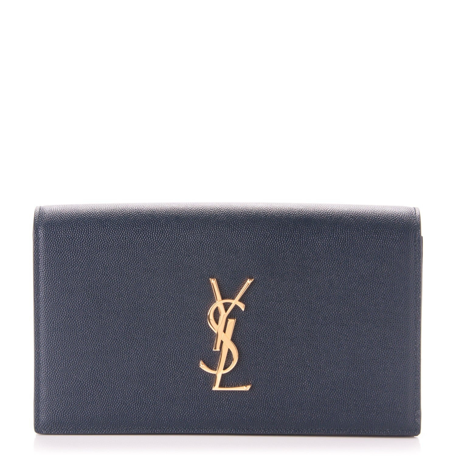Saint Laurent Grain De Poudre Classic Monogram Clutch Navy 1 of 7