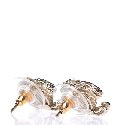 Chanel Crystal CC Earrings Light Gold 3 of 6