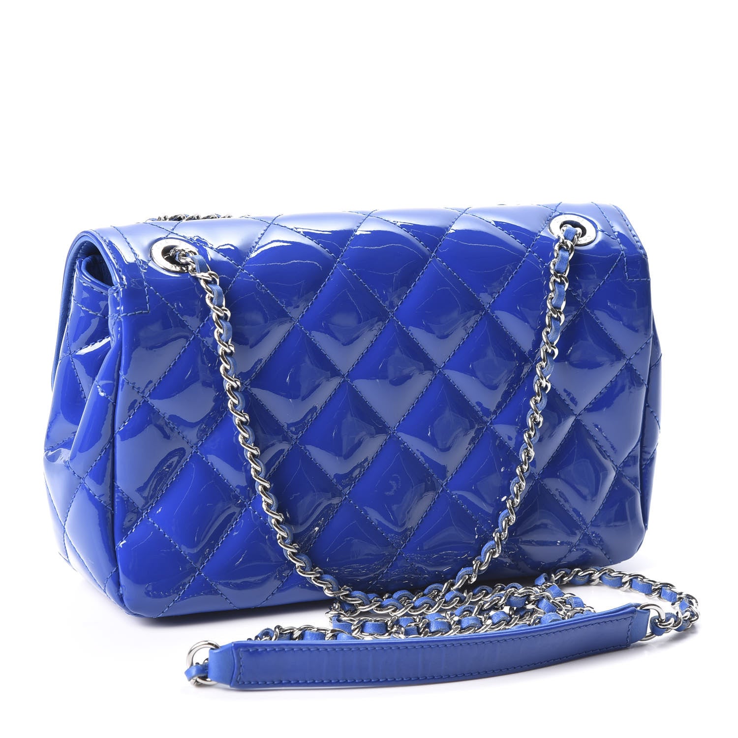 Chanel Patent Quilted Small Coco Shine Flap Blue 2 of 10
