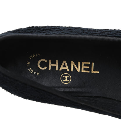Chanel Tweed Caviar Cap Toe Ballerina Flats 39.5 Black 6 of 12