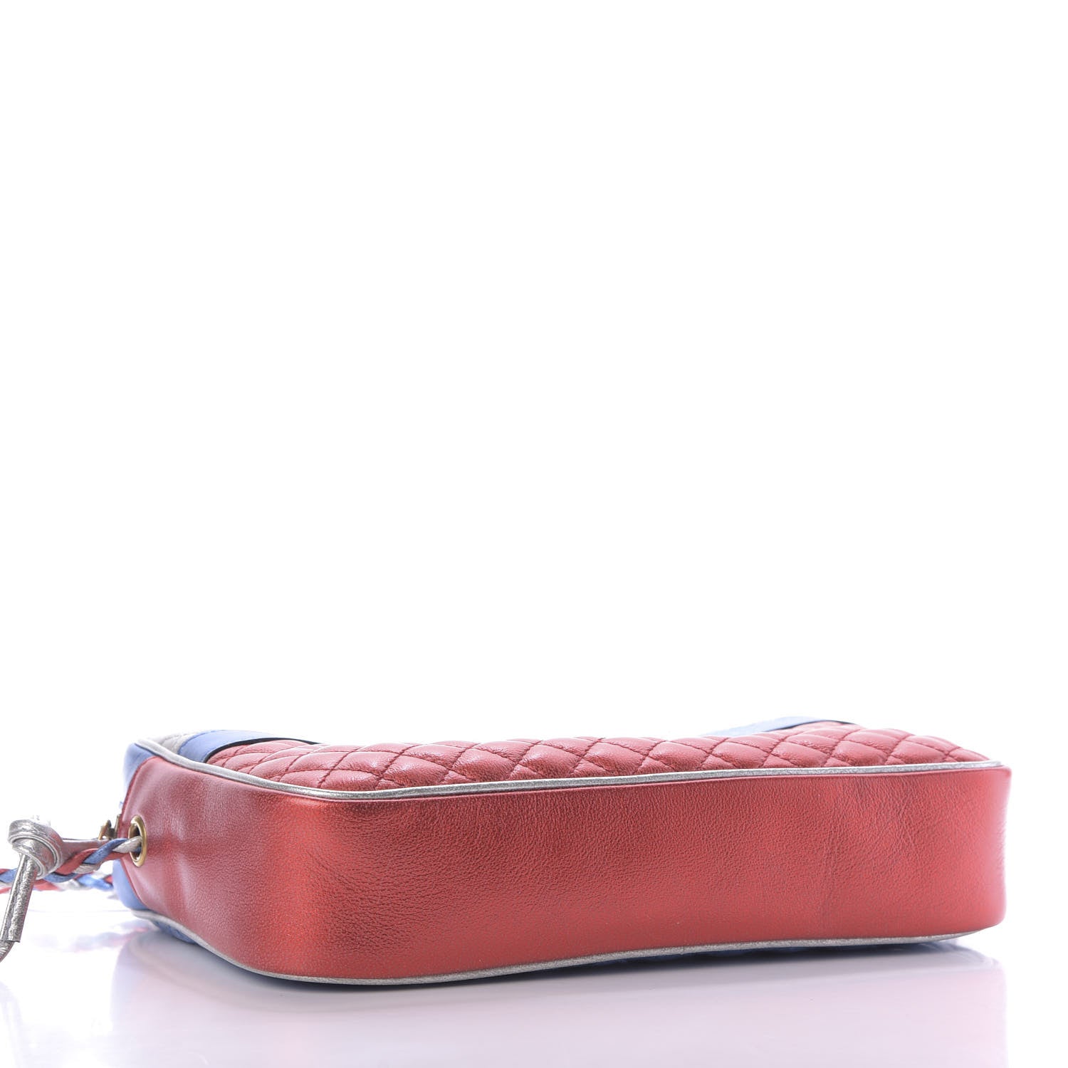 Gucci Laminated Nappa Trapuntata Small Zumi Shoulder Bag Rosso Marine Argento 4 of 9