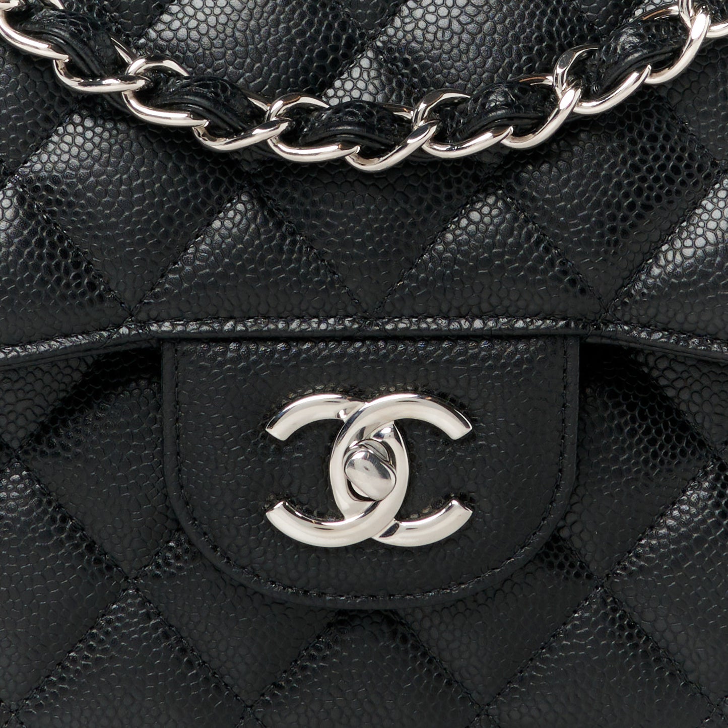Caviar Quilted Jumbo Double Flap Black