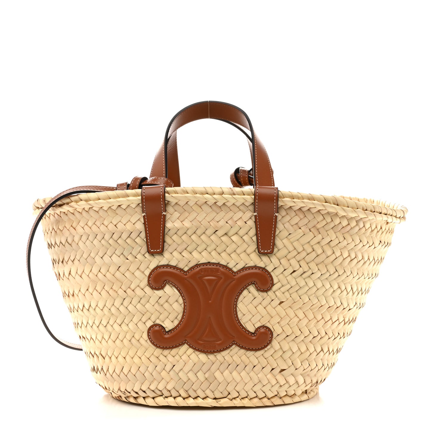 Raffia Calfskin Triomphe Teen Panier Tan