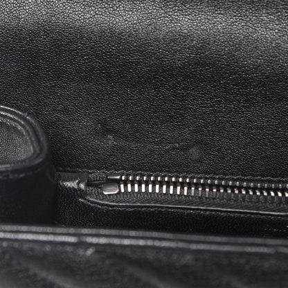 Saint Laurent Sheepskin Matelasse Chevron Monogram Medium College Bag Black 10 of 13