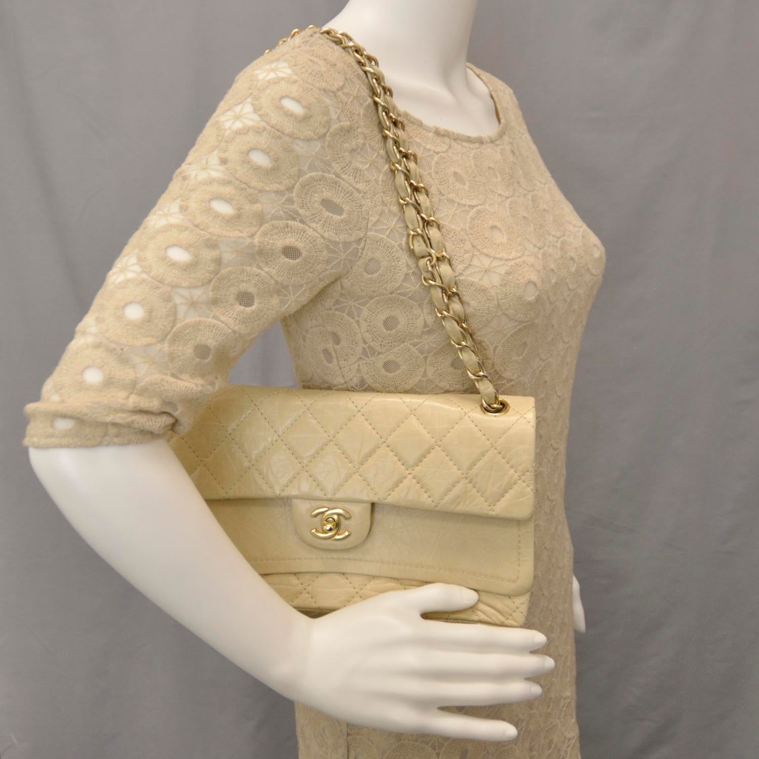 Chanel Aged Calfskin Medium Double Flap Beige 2 of 10