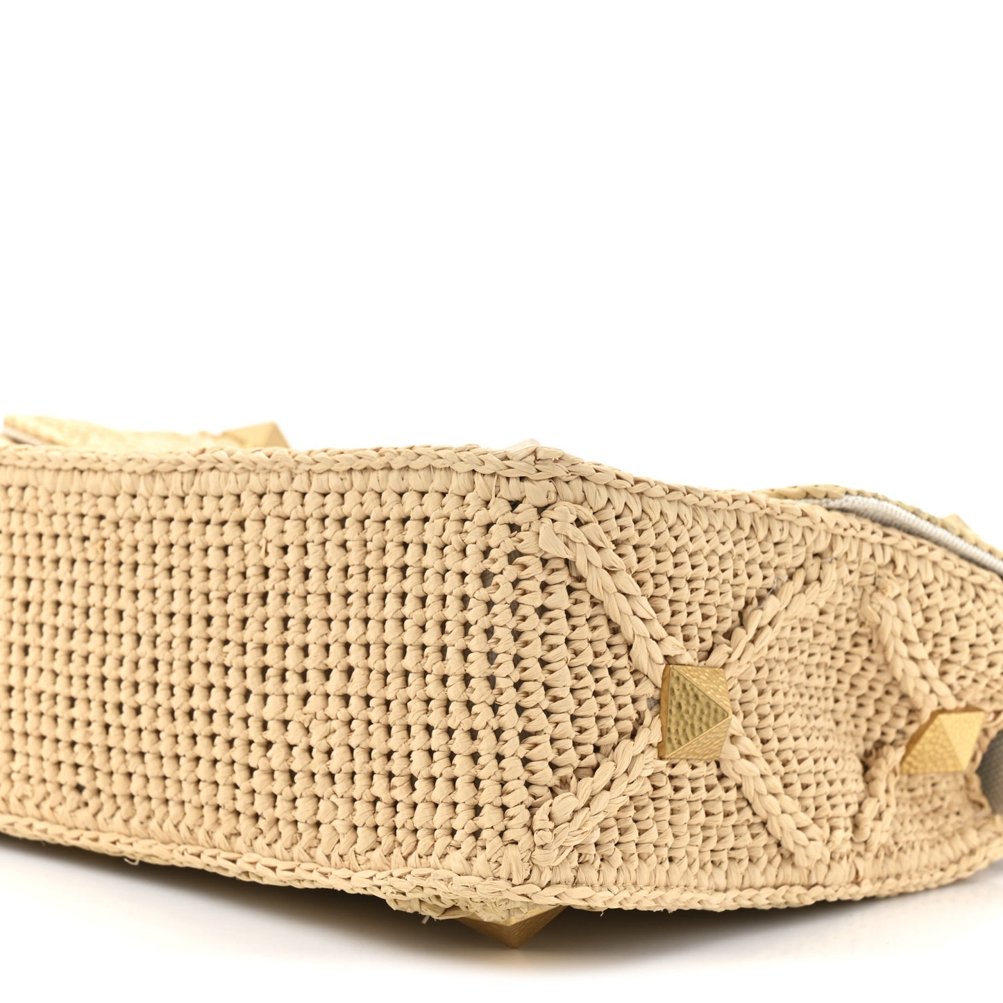 Raffia Large Roman Stud Shoulder Bag Naturale