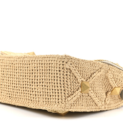 Valentino Garavani Raffia Large Roman Stud Shoulder Bag Naturale 8 of 10