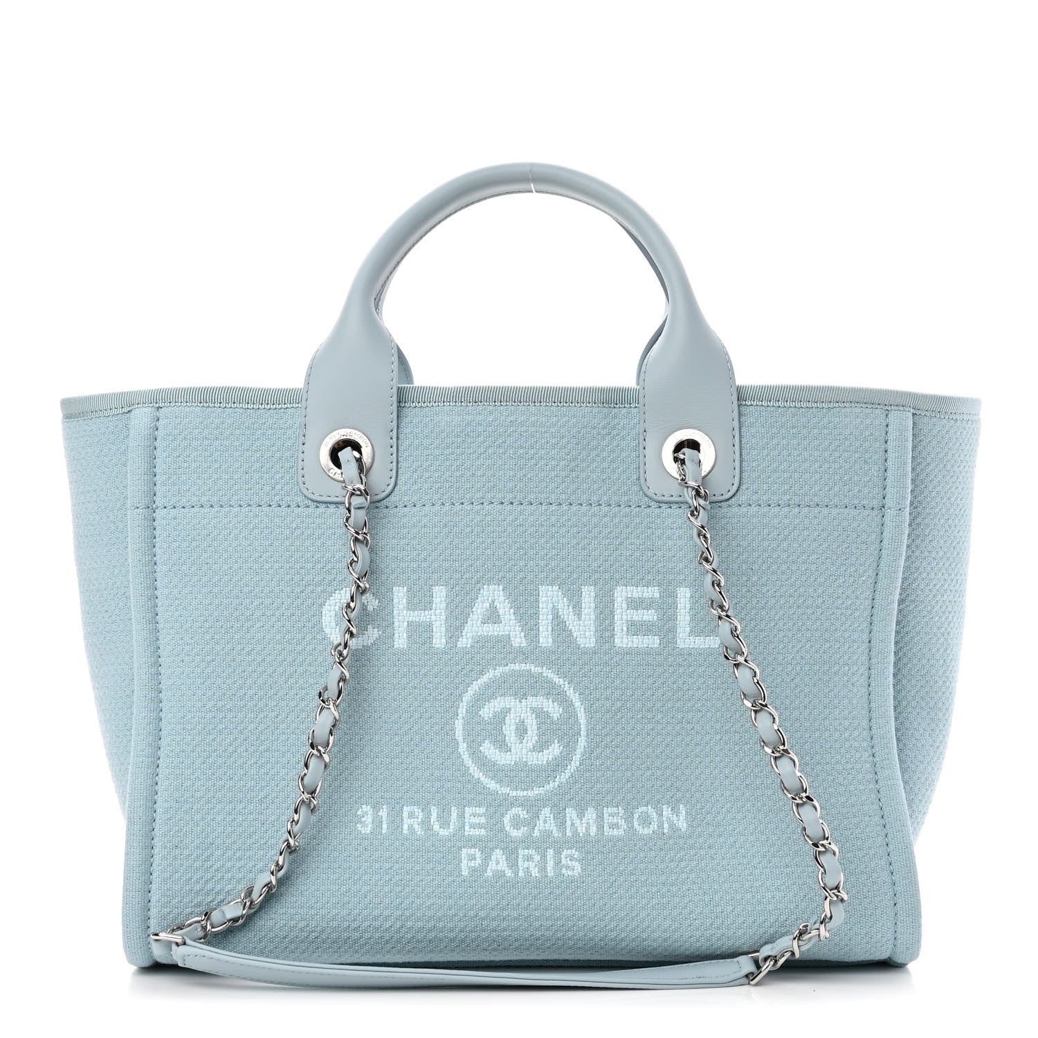 Chanel Mixed Fibers Small Deauville Tote Light Blue 1 of 10