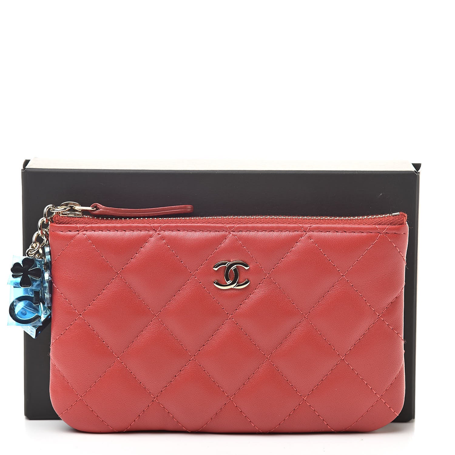 Chanel Lambskin Quilted Small Casino Cosmetic Case Red 8 of 8