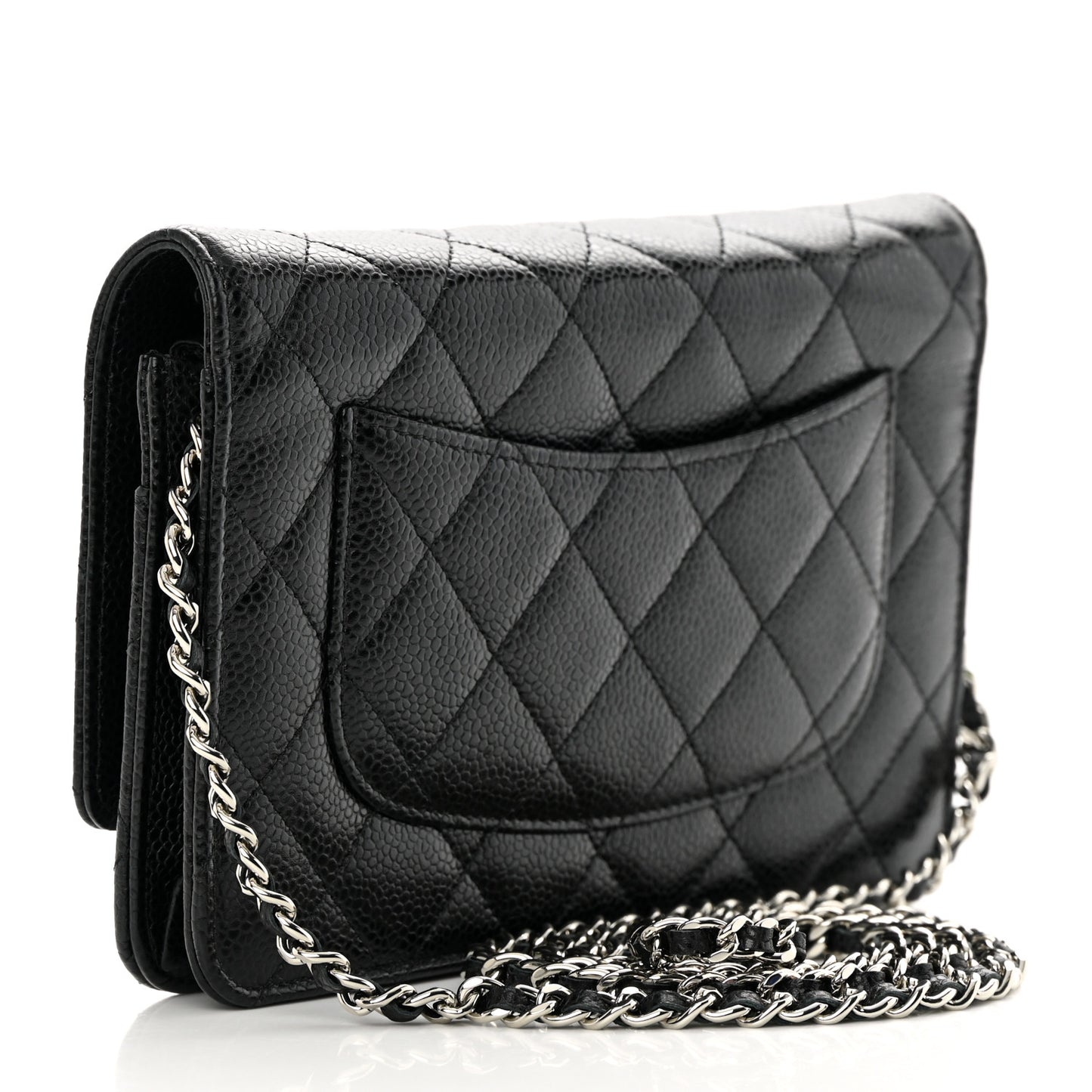 Caviar Quilted Wallet on Chain WOC Black