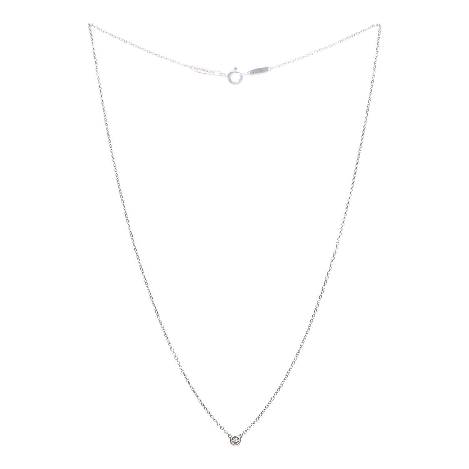 Tiffany Sterling Silver Diamond .05ct Elsa Peretti Diamonds by the Yard Pendant Necklace 4 of 9