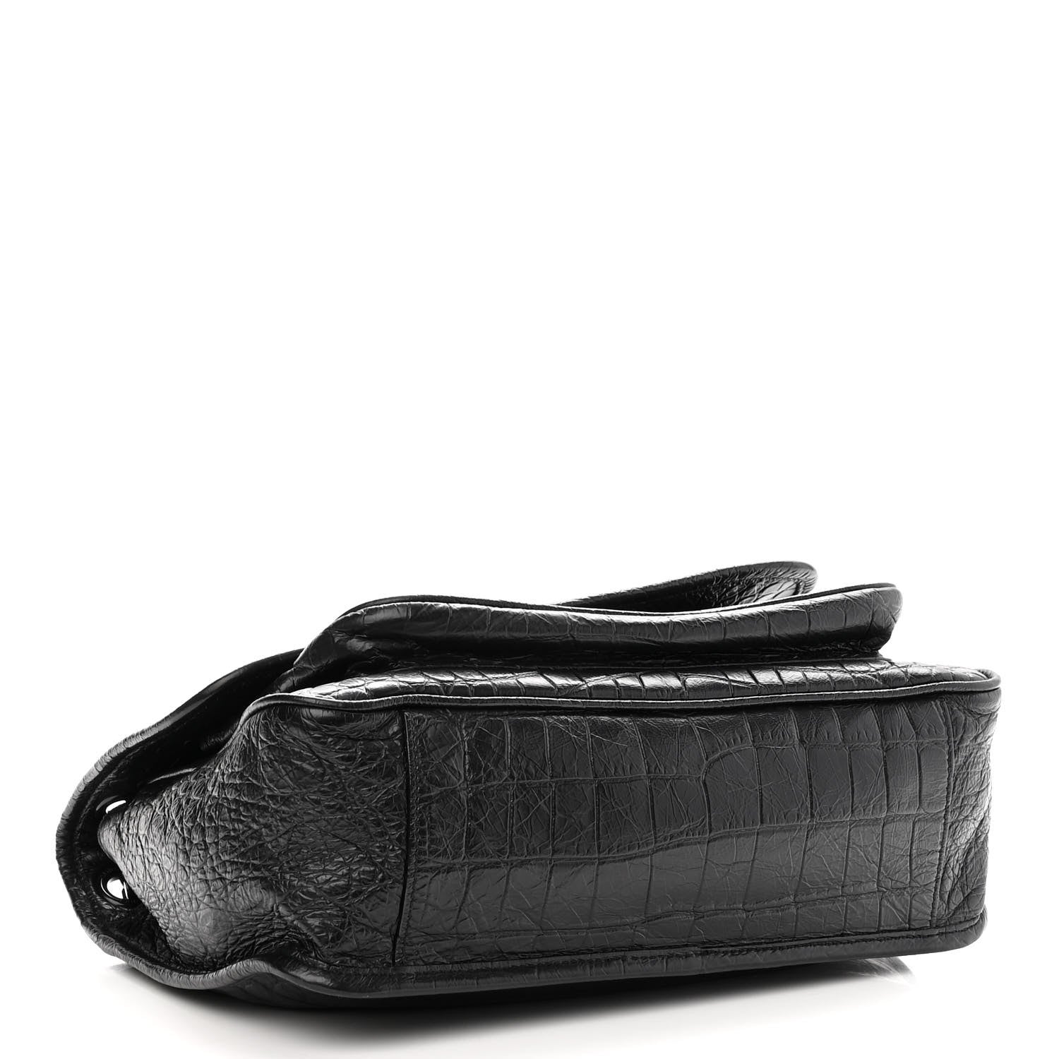Saint Laurent Crocodile Embossed Lambskin Monogram Medium Niki Chain Satchel Black 4 of 9