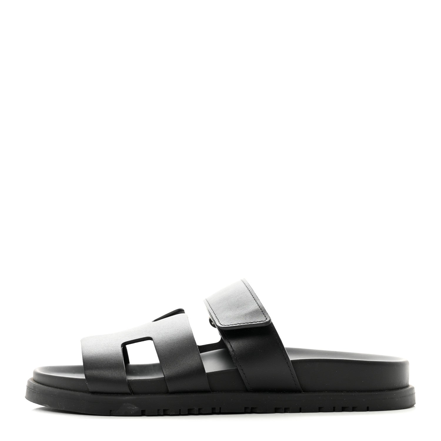 Hermes Calfskin Womens Chypre Sandals 36.5 Black 1 of 10
