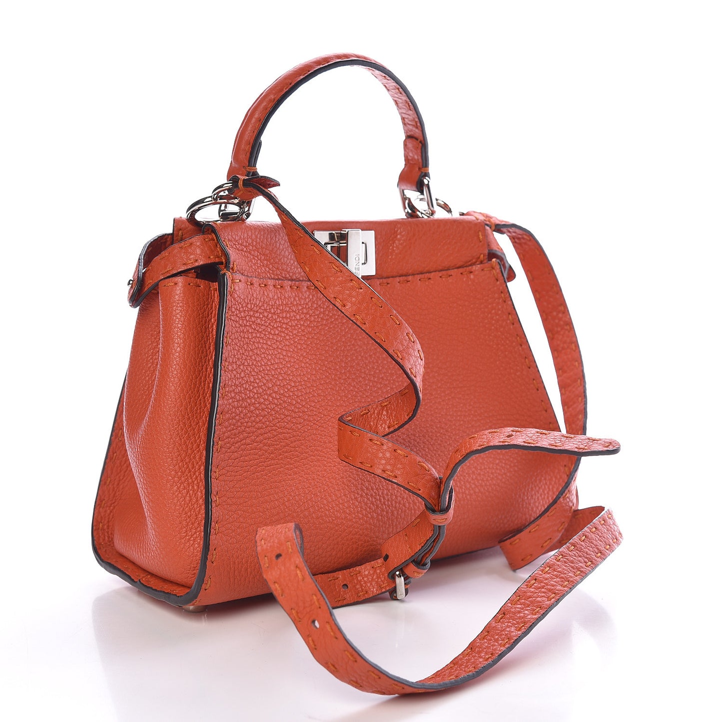 Cuoio Romano Selleria Mini Peekaboo Iconic Satchel Dark Orange