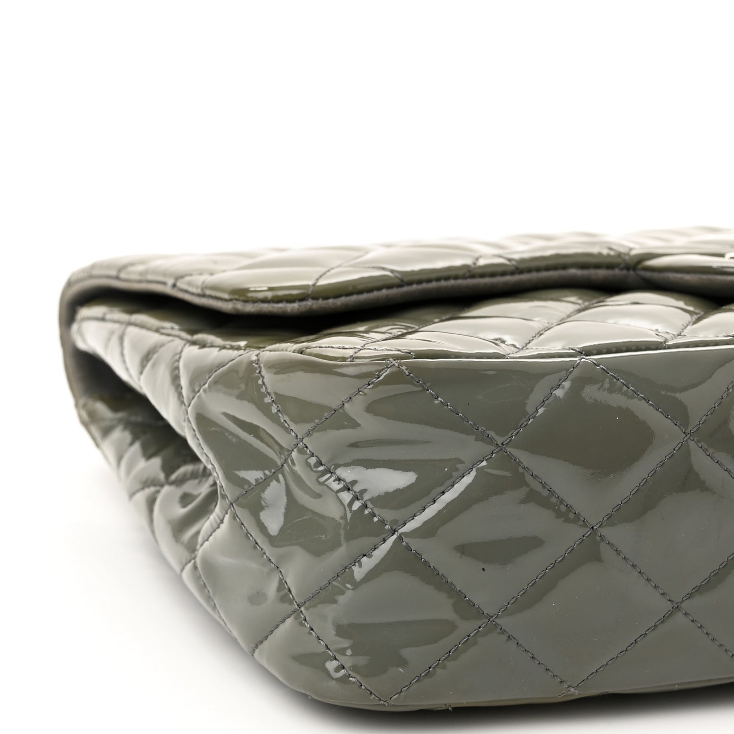 Patent Quilted Jumbo Single Flap Grey