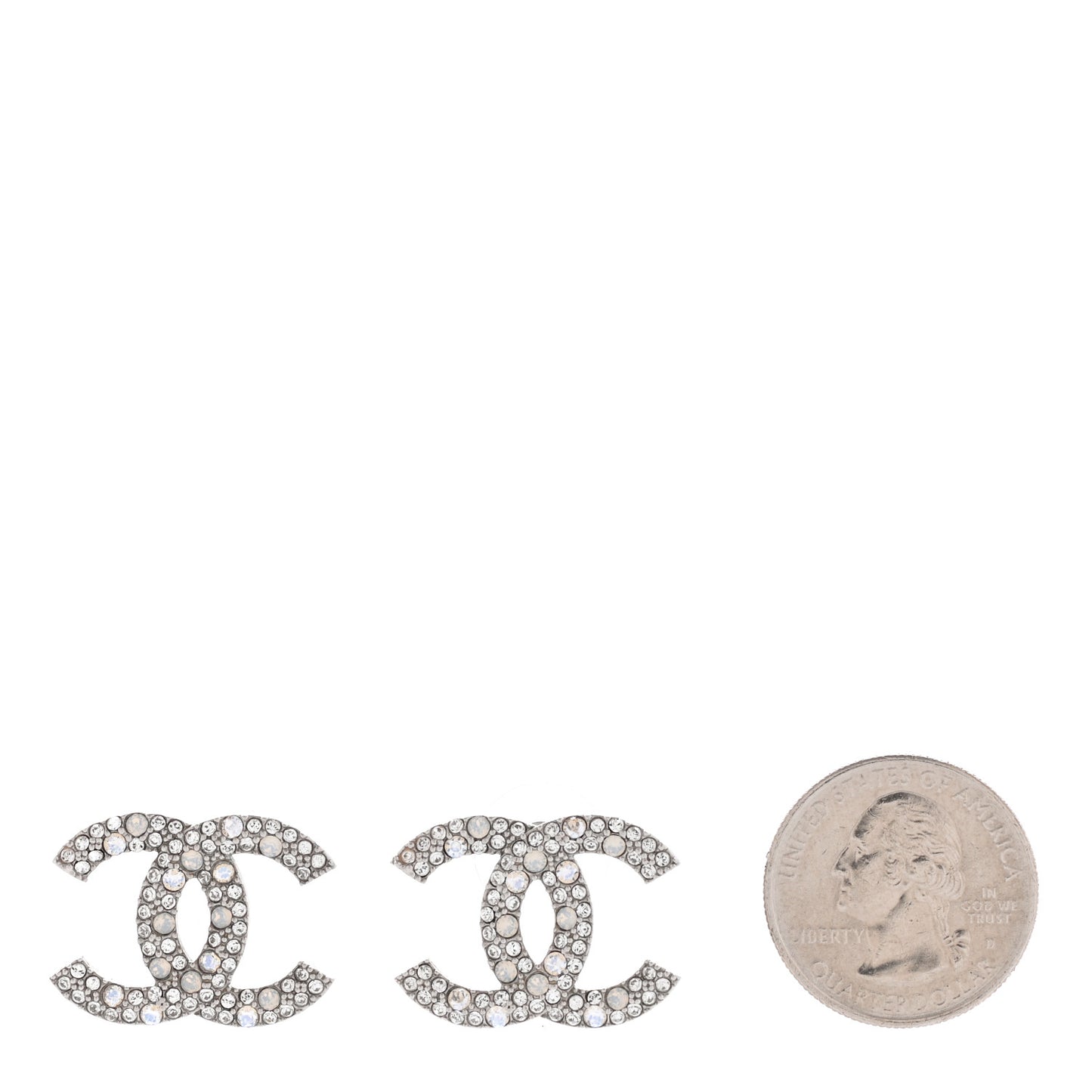 Crystal Large CC Earrings Silver