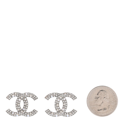 Chanel Crystal Large CC Earrings Silver 2 of 5