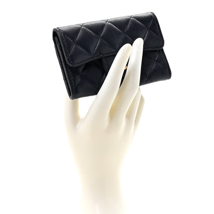 Chanel Caviar Quilted Flap Card Holder Wallet Navy Blue 2 of 9