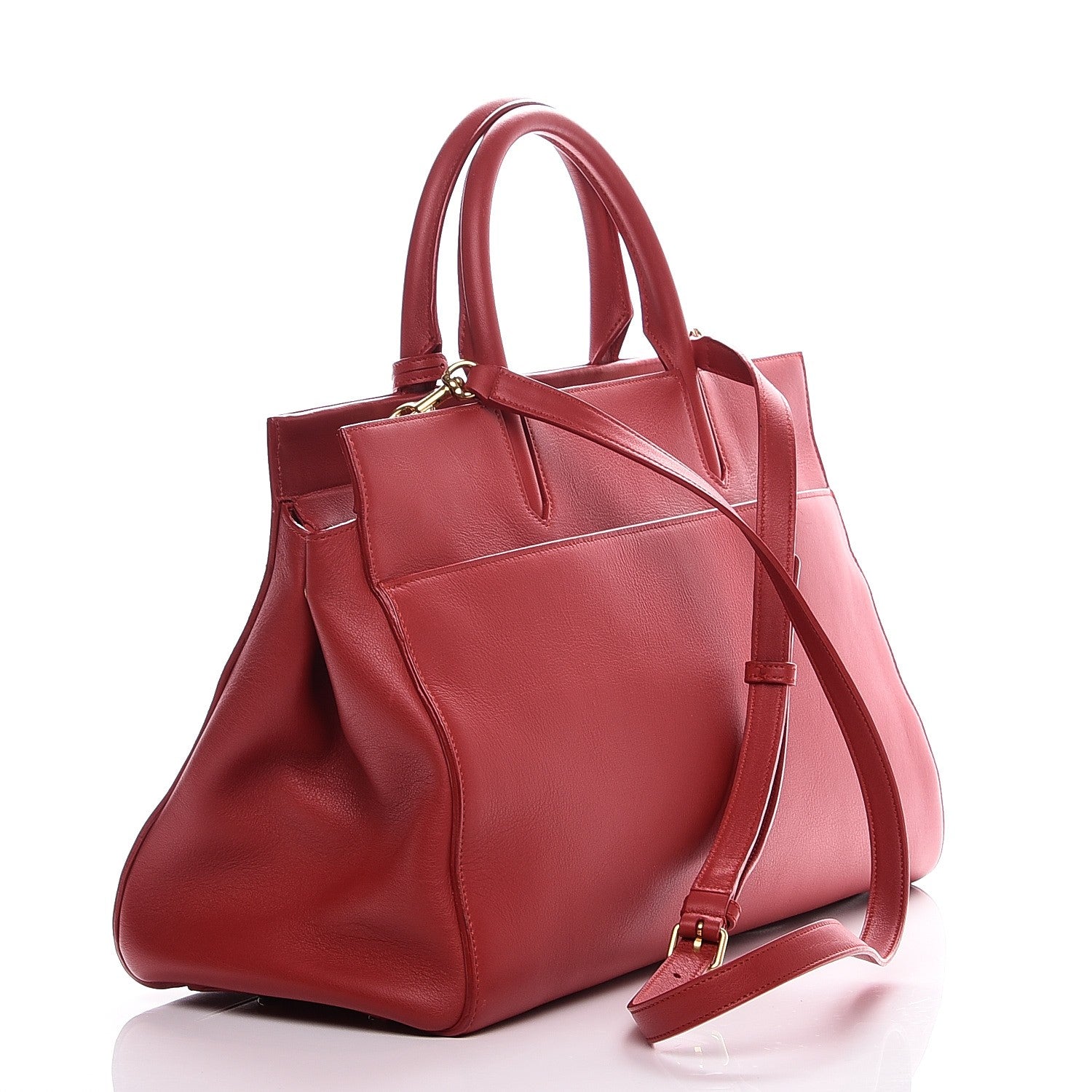 Saint Laurent Calfskin Medium Rive Gauche Cabas New Red 4 of 8