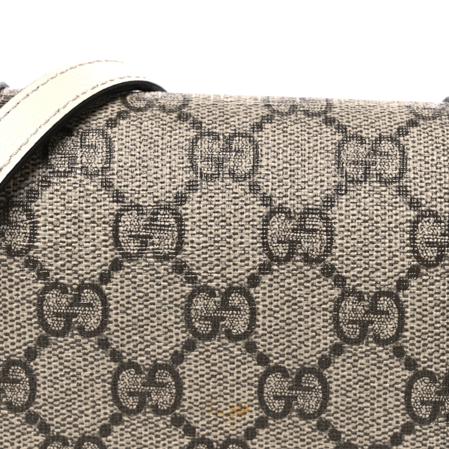 GG Supreme Monogram Azalea Calfskin Mini Horsebit 1955 Crossbody Bag Beige Ebony Mystic White