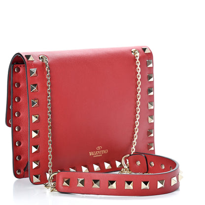 Valentino Garavani Vitello Rockstud Chain Flap Crossbody Bag Red 2 of 11