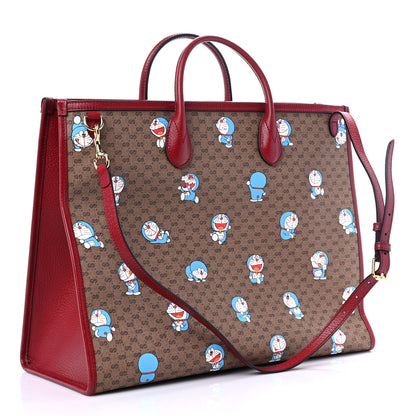 Gucci X DORAEMON Mini Vintage GG Supreme Monogram Large Tote Bag Beige Cherry Red 3 of 9