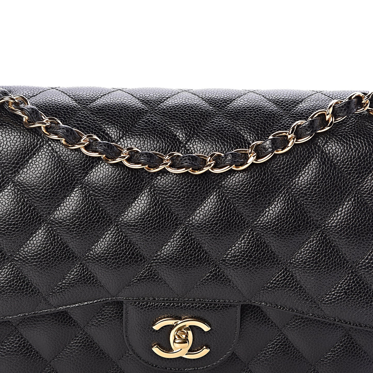 Caviar Quilted Jumbo Double Flap Black