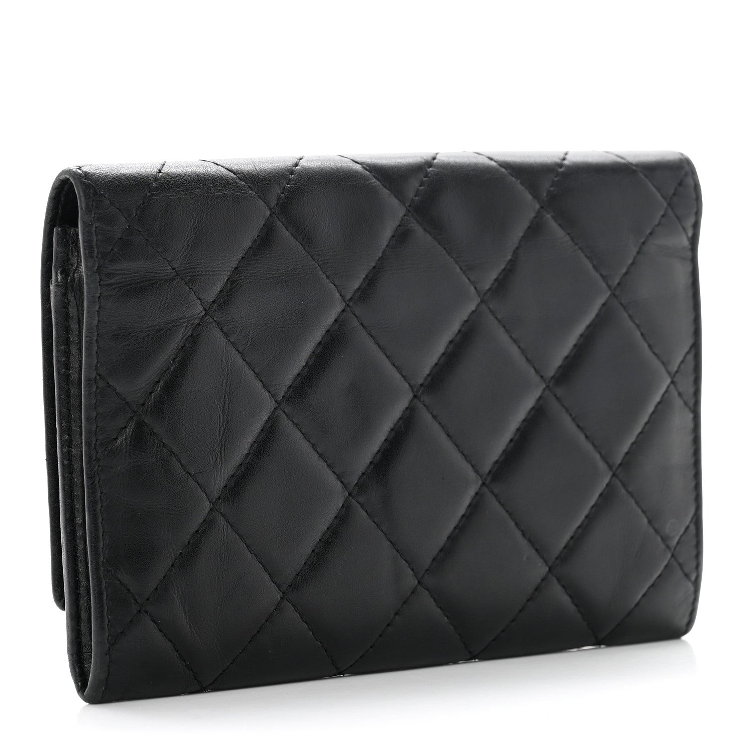 Chanel Calfskin Quilted Cambon Flap Wallet Black White 3 of 8