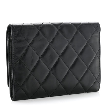 Chanel Calfskin Quilted Cambon Flap Wallet Black White 3 of 8