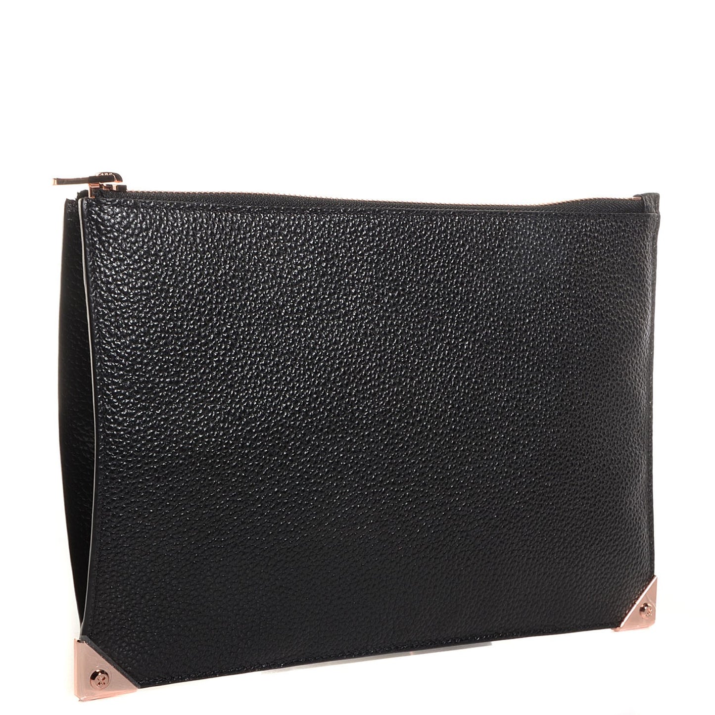Textured Leather Prisma Flat Pouch Black
