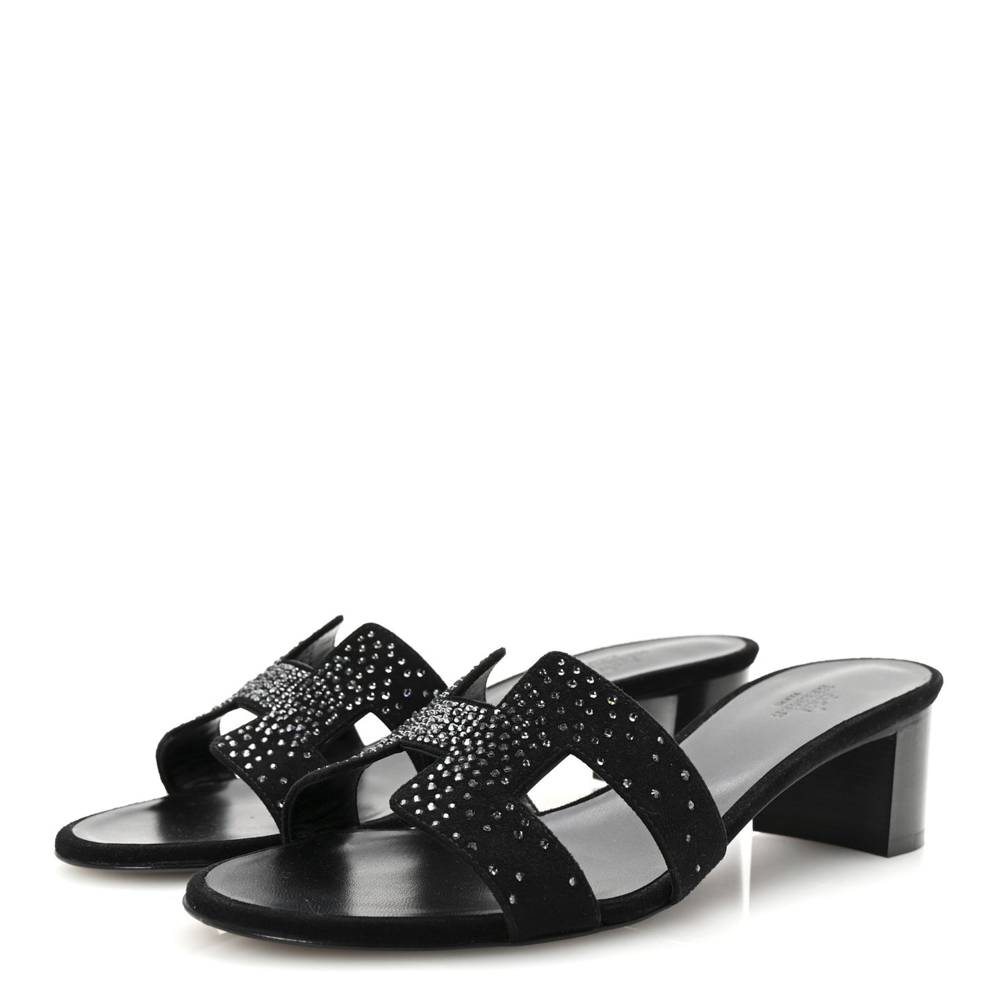 Suede Goatskin Crystal Oasis Sandals 39.5 Black